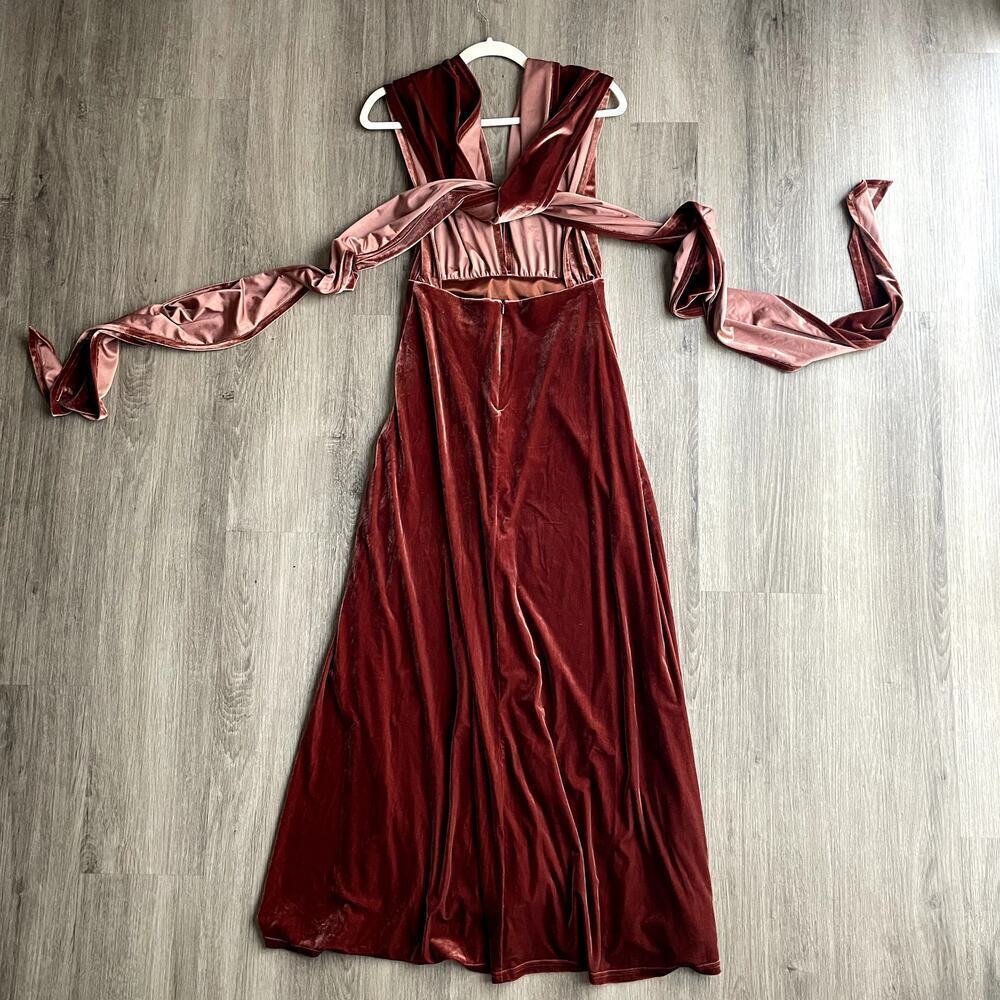 REVELRY Micah Convertible Velvet Dress in Terracota XS​​​ - Picture 4 of 13